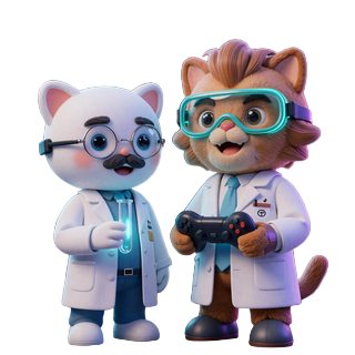 Professor Sebastian und Leo Maskottchen pr&auml;sentieren das CasinoLab Spieleexperiment