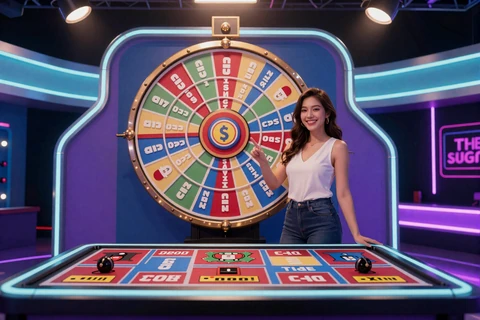 Crazy Time Live Game Show mit Gl&uuml;cksrad und Dealer im Evolution Studio