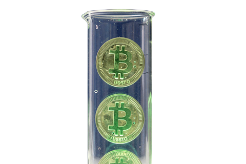 USDT Tether Stablecoin in Reagenzglas mit gr&uuml;nem Neon Glow f&uuml;r CasinoLab
