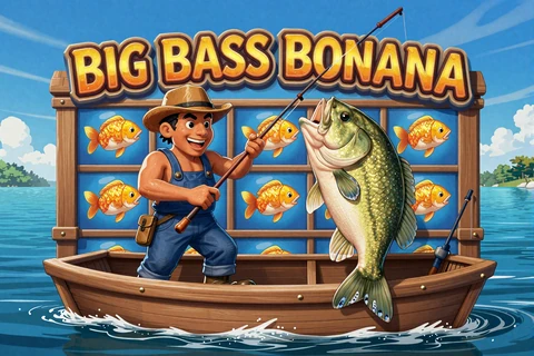 Big Bass Bonanza Slot Cover mit Angler und gro&szlig;em Fisch