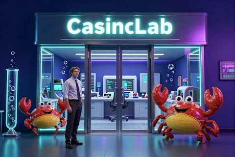 CasinoLab Hauptlabor Startseite mit Professor und Bonus Crab