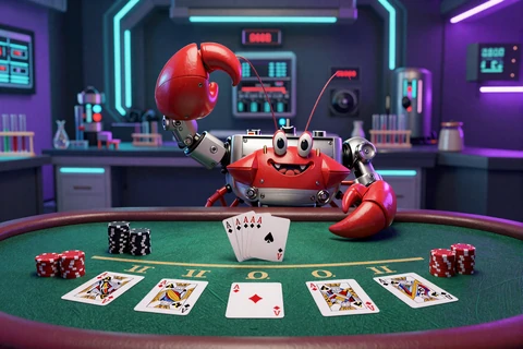 Black jack online Tisch mit Karten Chips und Bonus Crab