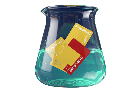 Paysafecard Prepaid Voucher in Reagenzglas f&uuml;r anonyme Einzahlungen bei CasinoLab