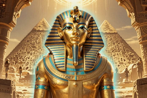 Book of Dead Slot von Play'n GO mit goldenem Buch und &auml;gyptischen Hieroglyphen